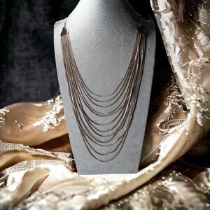 Layered Waterfall Cascade Chains Necklace Elegant Gold-Tone Elegant Statement